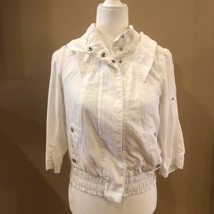 White House Black Market White Hooded Jacket, Size XXS